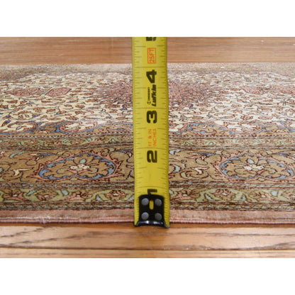 2'7"X3'10" Ivory Zoroastrian 400 Kpsi Silk Hand Knotted Mat Small Rug