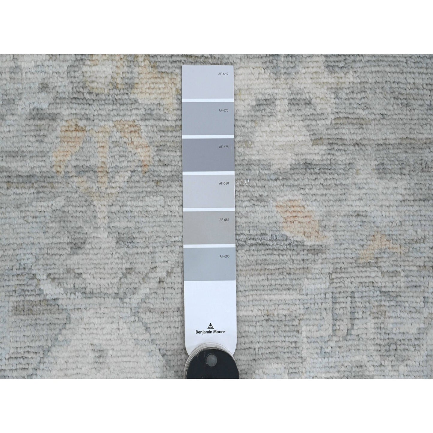 9'X12'6" Gray Afghan Angora Oushak Leaf Design 100% Wool Hand Knotted Rug