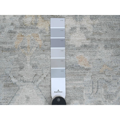 9'X12'6" Gray Afghan Angora Oushak Leaf Design 100% Wool Hand Knotted Rug