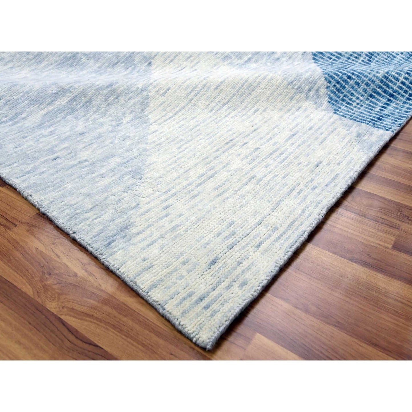 9'2"X12'3" Blue Wool Hand Knotted Geometric Art Deco Collection Rug