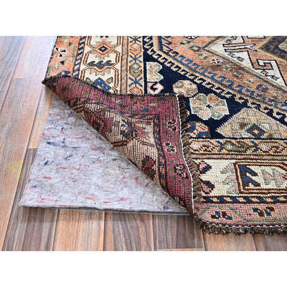 4'10"X8'1" Bisque Brown Vintage Zoroastrian Sheeraz Hand Knotted Wool Rug