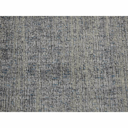 2'5"X10'8" Gray Fine Jacquard Hand Loomed Modern Runner Wool Art Silk Rug