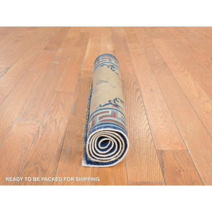 2'X3'9" Light Brown Antique Peking Chinese Hand Knotted Pure Wool Mat Rug