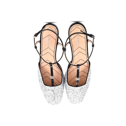 Gucci Women'S Gg Slingback Flats Glitter And Patent