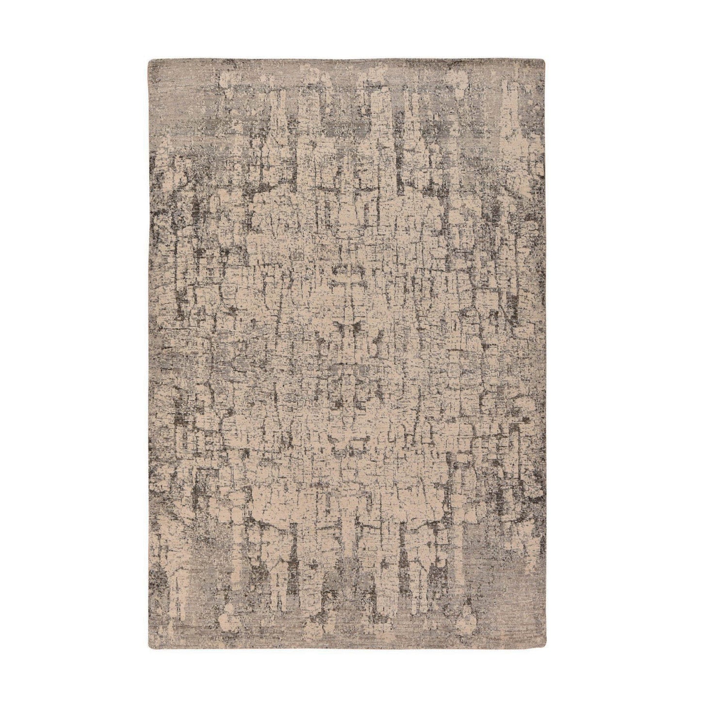 6'X9' Oyster Gray Fossil Design All Wool Hand Knotted Modern Oriental Rug