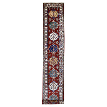 2'10"X23' Deep Red Super Kazak Hand Knotted Wool Oriental Xl Runner Rug