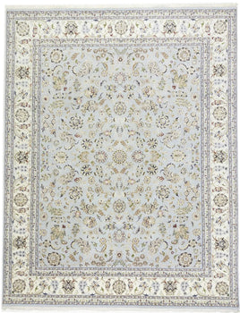 Handmade Indo-Nain Oriental Rug Allover Floral