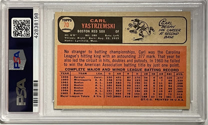 Carl Yastrzemski Autographed 1966 Topps Card #70 (Psa)