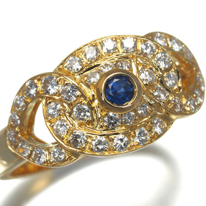 Garrard Ring Sapphire Diamond One One Two Us6 18K 750 Yellow Gold