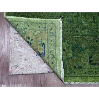7'9"X9'8" Hunter Green Overdyed Heris Design Hand Knotted 100% Wool Rug