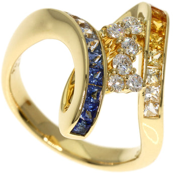 Jeunet Ring Sapphire Diamond K18 Yellow Gold