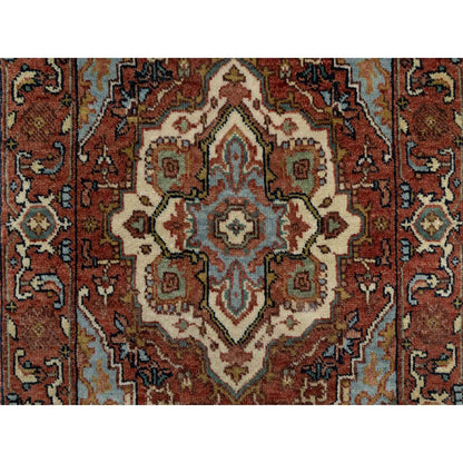 2'X3'2" Red Antiqued Fine Heris Re-Creation Wool Hand Knotted Mat Rug