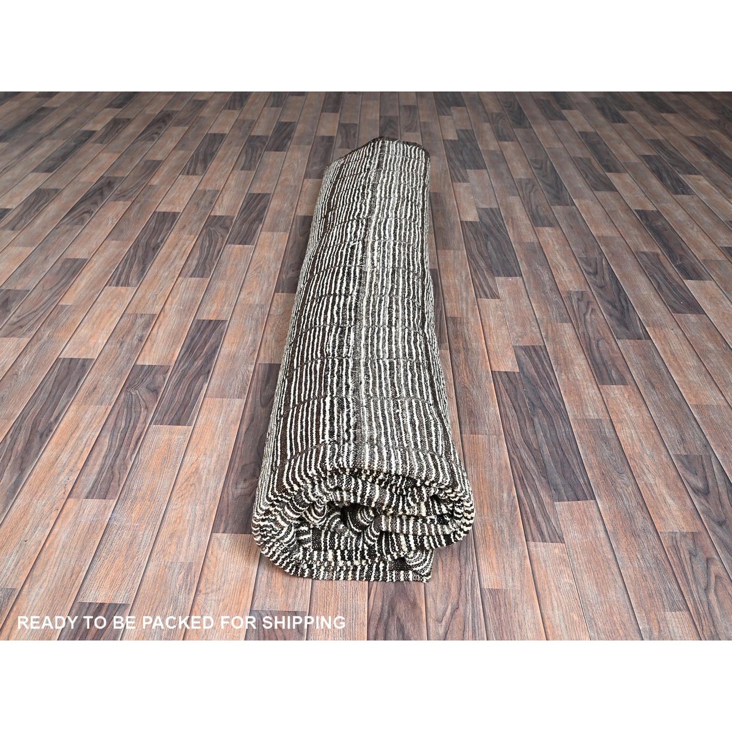 Rug 12'6"x15' White Moroccan Weave with Box Design Wool Hand Knotted XL