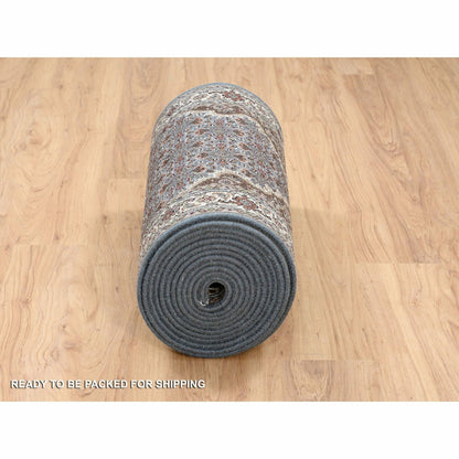 2'5"X23' Gray Wool Hand Knotted Tebraz Mahi Runner Oriental Rug
