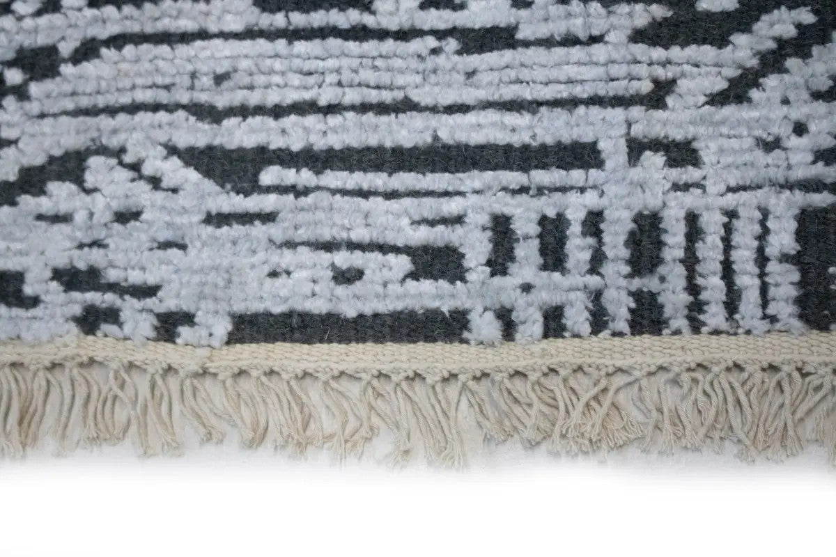 8x10 Hand-Carved Dark Grey Wool Modern Oriental Rug High-Low Relief Carpet