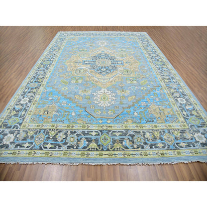 10'2"X14'3" Dawn Blue Heris Fabuloso Central Medallion Hand Knotted Rug