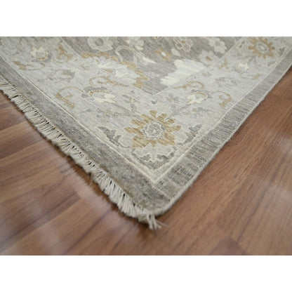 9'X11'10" Gray Hand Knotted Ziegler Mahal Flower Design Wool Oriental Rug