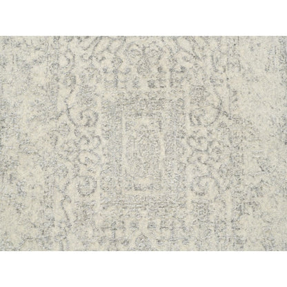 2'6"X10'1" Beige Hand Loomed Wool, Plant Based Silk Oriental Runner Rug