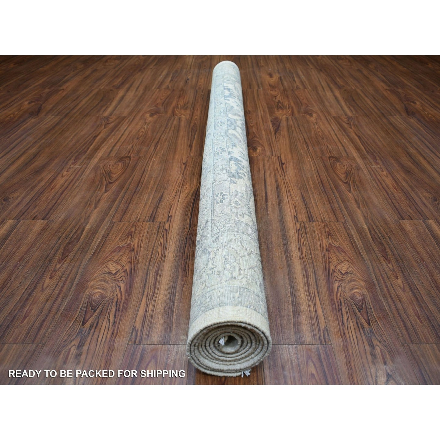 6'2"X8'9" Ivory Pure Wool Hand Knotted Densely Woven Fine Peshawar Rug