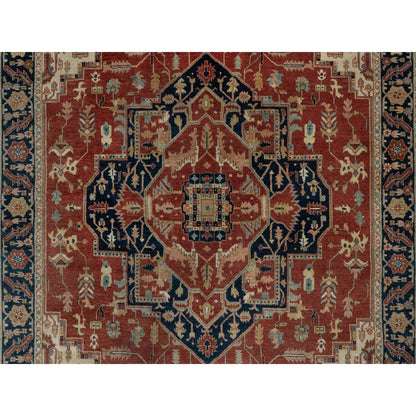 6'3"X9'1" Red Antiqued Heris Recreation Hand Knotted New Zealand Wool Rug