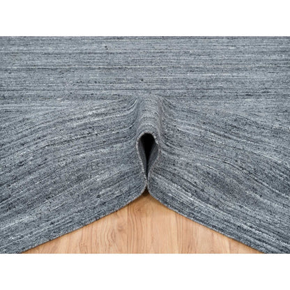 10'3"X14' Arsenic Gray Pure Wool Hand Loomed Modern Striae Design Rug