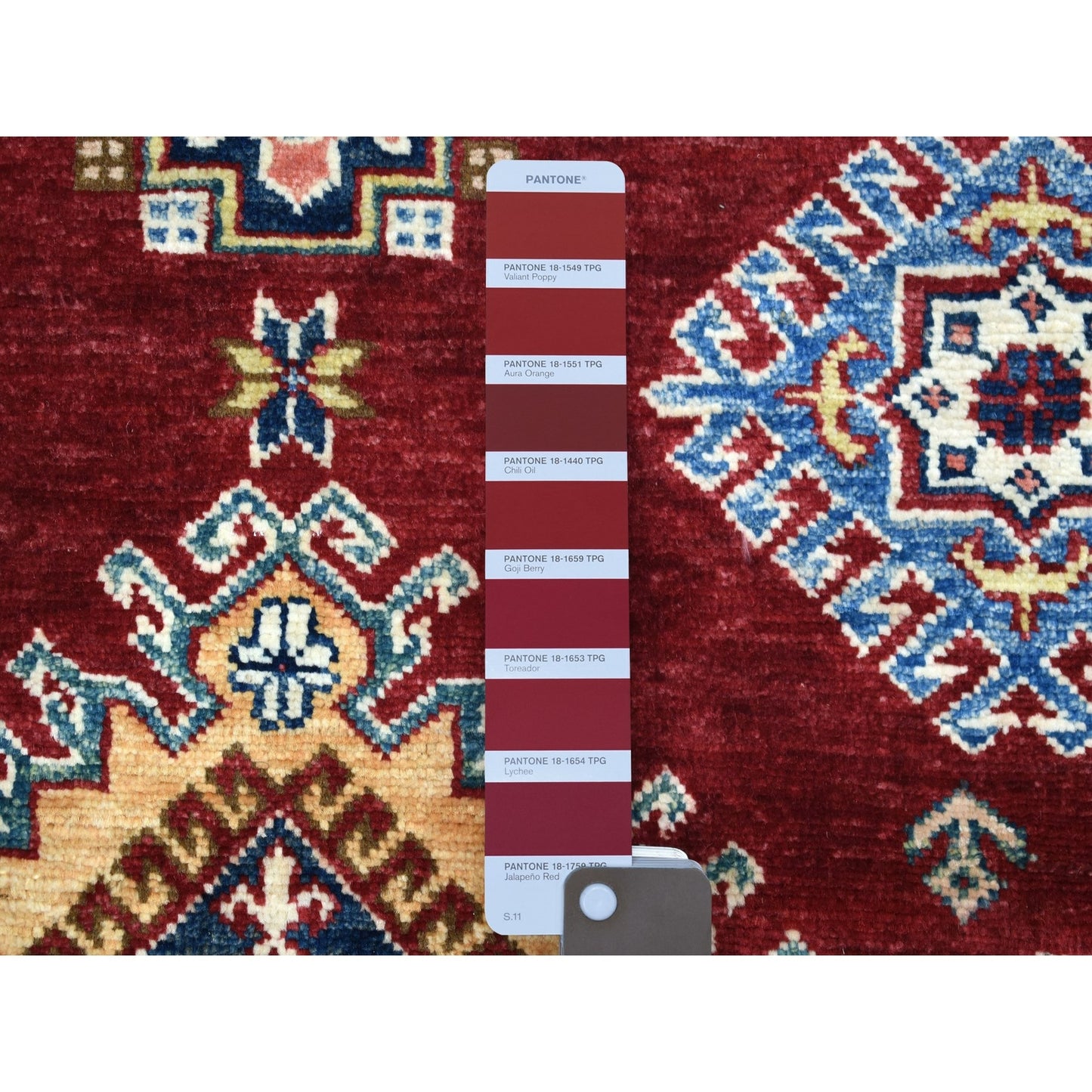 8'1"X10' Deep Red Soft Afghan Wool Hand Knotted Super Kazak Rug