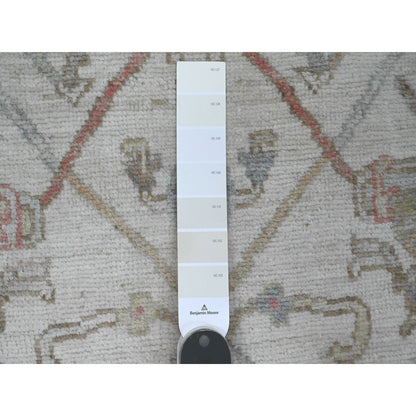 3'X15'9" White Afghan Angora Oushak Pure Wool Hand Knotted Runner Rug