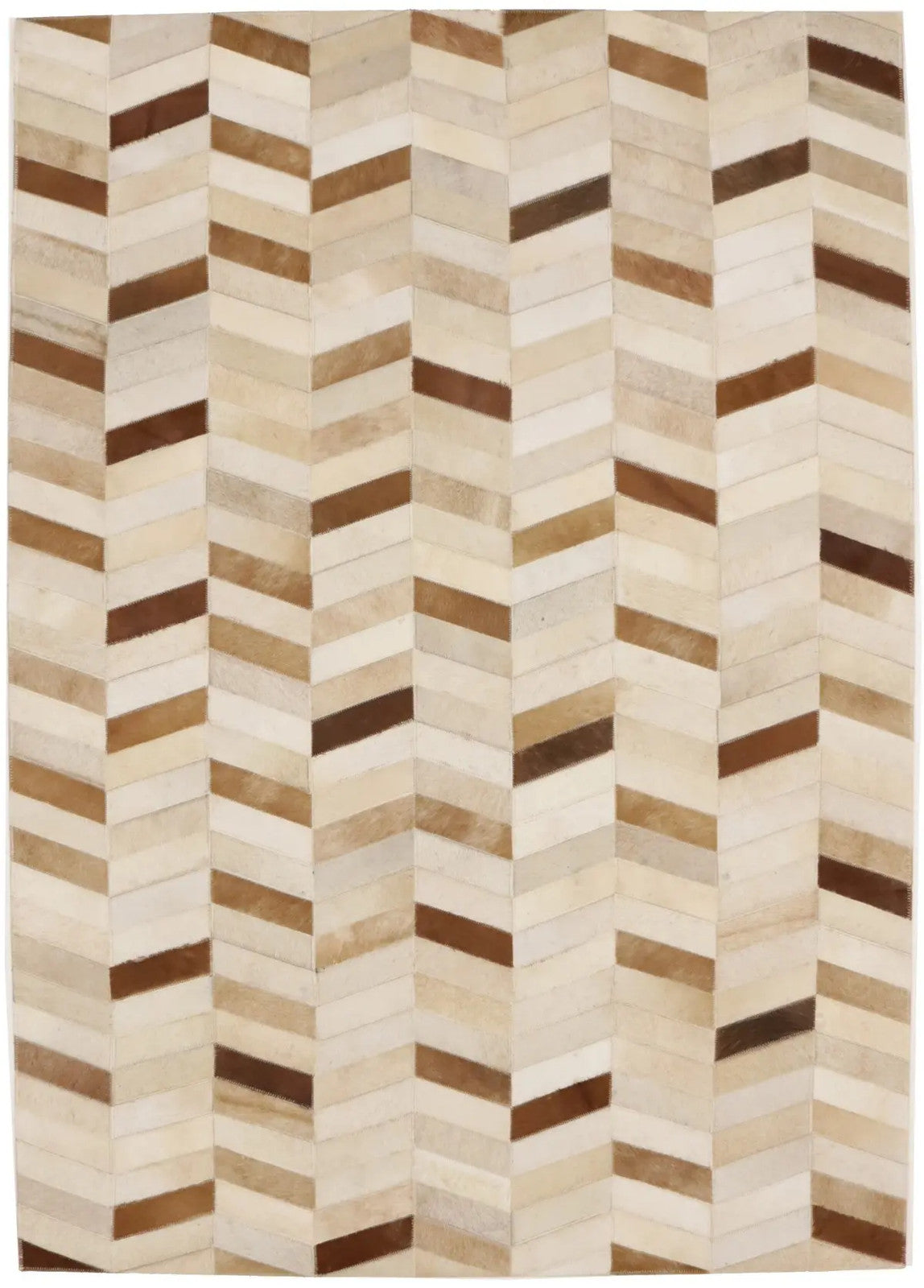 4X6 ft Brown Cowhide Leather Rug Modern Geometric Design Contemporary Carpet