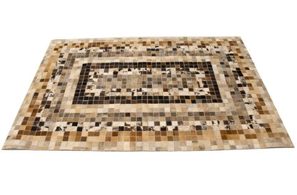Hand-Crafted Modern Cowhide Leather Rug