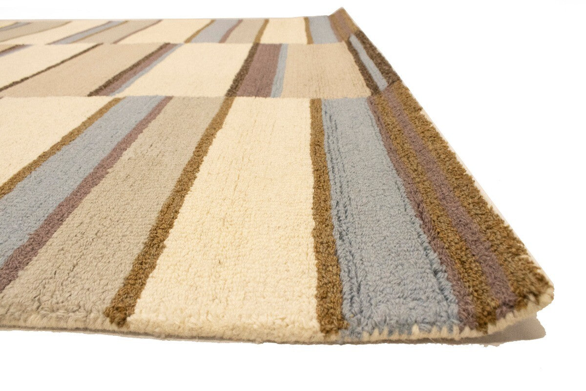 Hand-Tufted Multicolored Stripes Rug Modern Wool