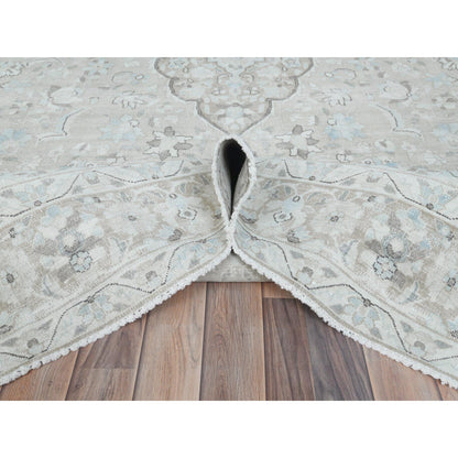7'6"X10'10" Old Farsian Hand Knotted Wool Shabby Chic Distressed Look Rug