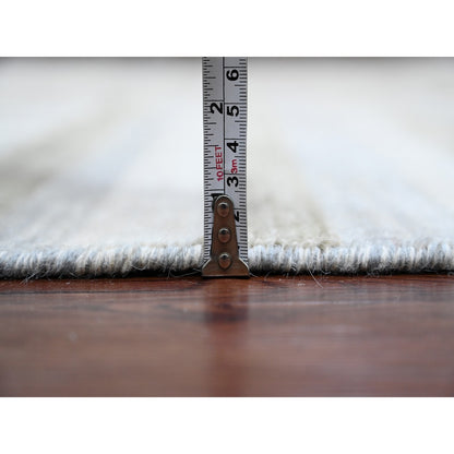 8'X9'9" Brown Bauhaus Inspired Line Design Hand Knotted Soft Wool Rug