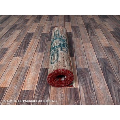 2'7"X9'3" Ajax Red Vintage Zoroastrian Hand Knotted Pure Wool Runner Rug