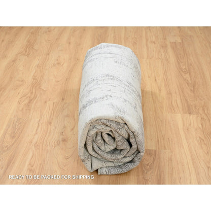 10'X10' Black Modern Design Wool And Silk Hand Loomed Round Rug