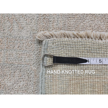 4'X6' Beige Hand Knotted Washed Out Khotan Design Pure Wool Rug