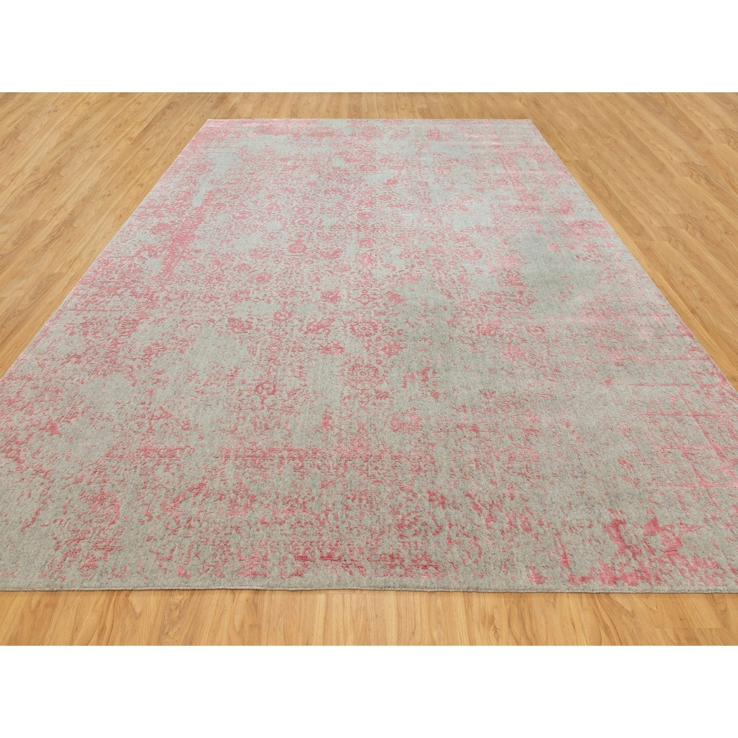 10'X14'1" Wool And Art Silk Transitional Design Hand Loomed Jacquard Rug