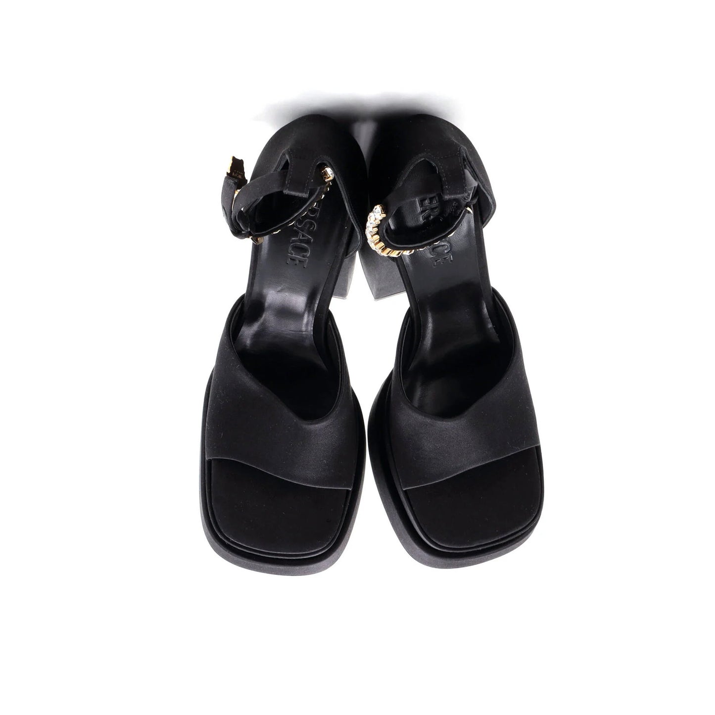 Versace Women'S Medusa Aevitas Platform Sandals Satin With Crystals