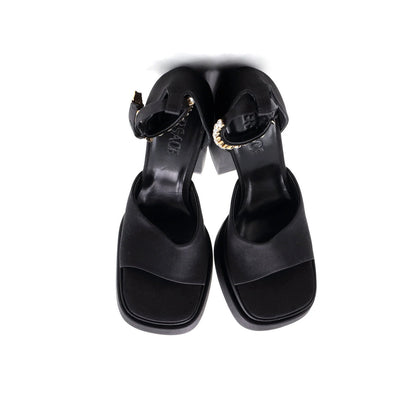 Versace Women'S Medusa Aevitas Platform Sandals Satin With Crystals