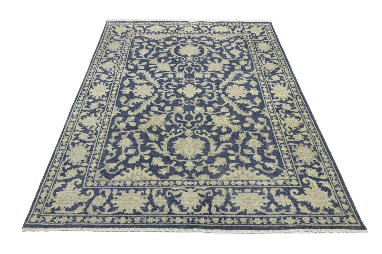 Muted Slate Blue Transitional Oriental Rug Dining Room Decor Carpet 8X10 ft