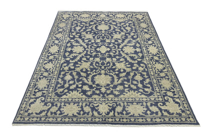 Muted Slate Blue Transitional Oriental Rug Dining Room Decor Carpet 8X10 ft