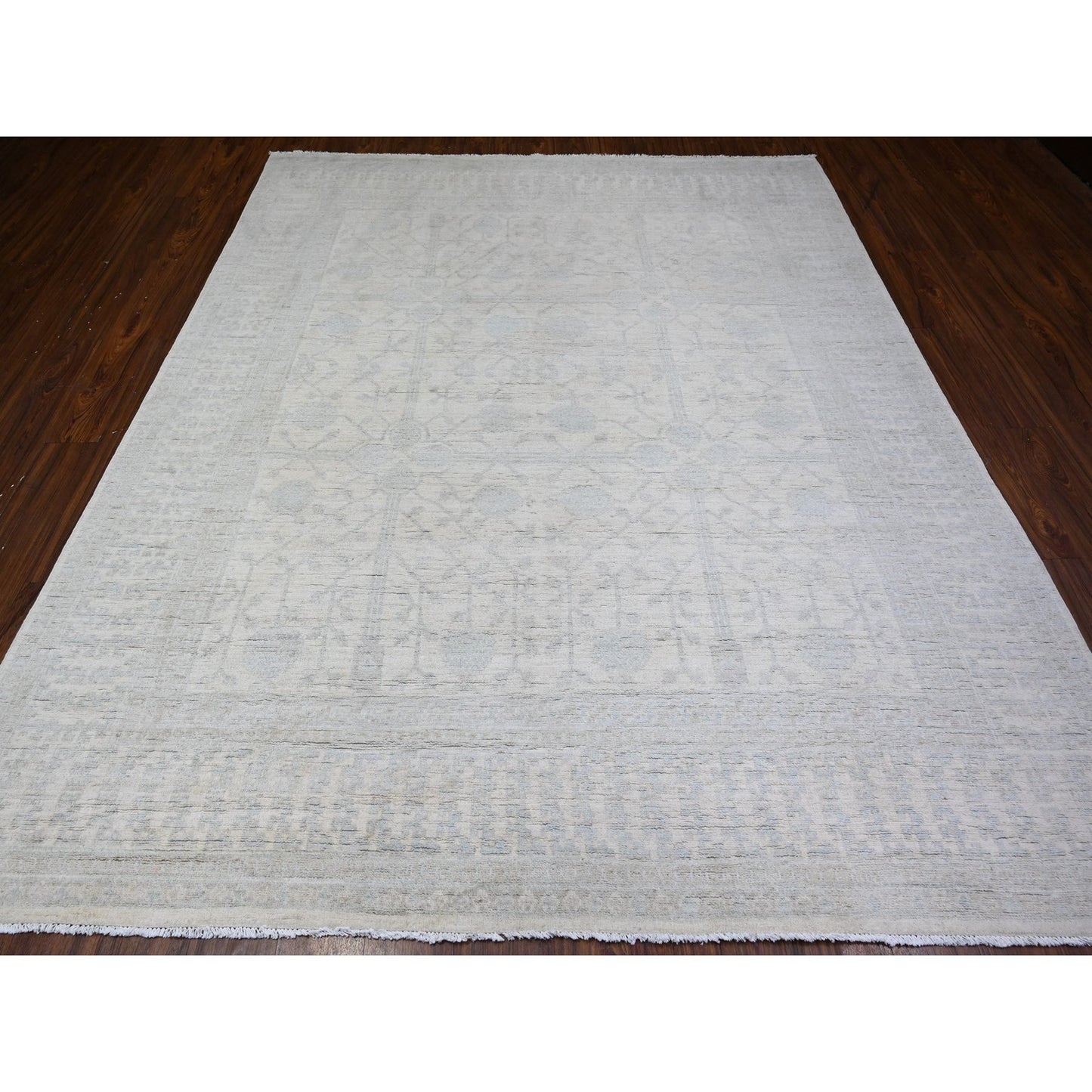 7'10"X9'5" Ivory Khotan Pomegranate Wool Hand Knotted Oriental Rug