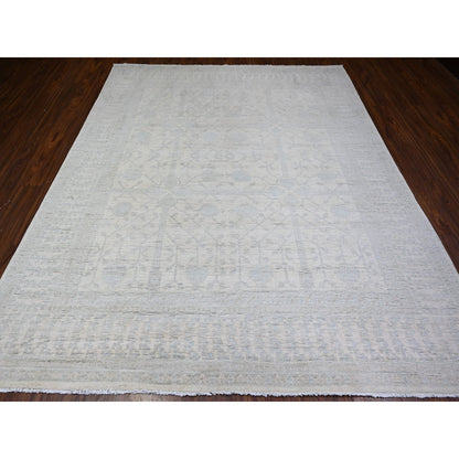 7'10"X9'5" Ivory Khotan Pomegranate Wool Hand Knotted Oriental Rug