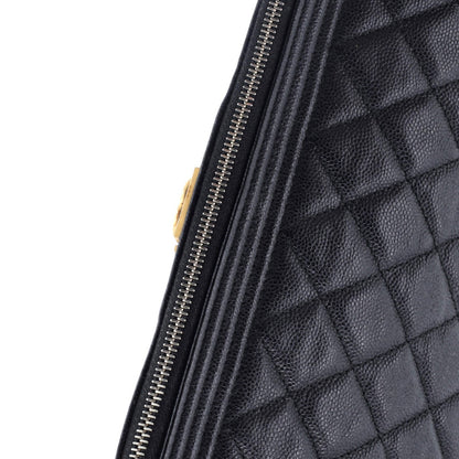 Chanel Boy O Case Clutch Quilted Caviar Large