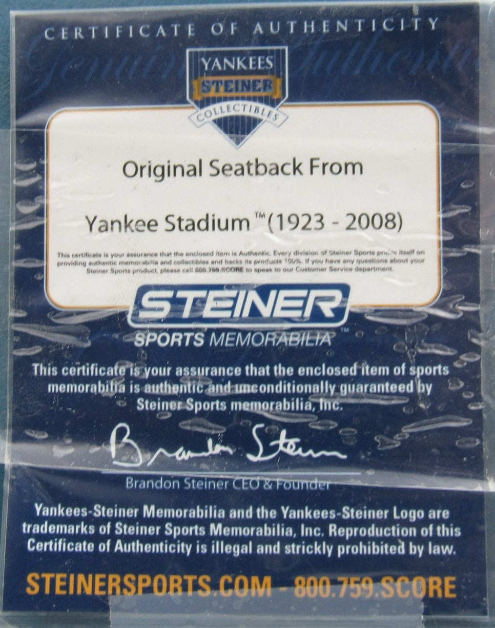 Joe Torre Hof Signed/Inscribed Old Yankee Stadium Seat Back #6 Steiner 200967
