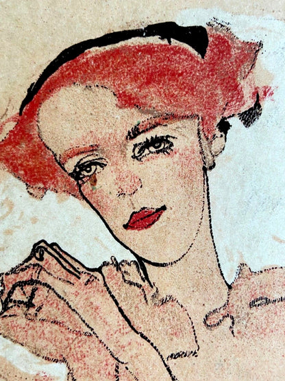 Egon Schiele Lithograph From An Painting Coa Signed Op Numbered A Hand