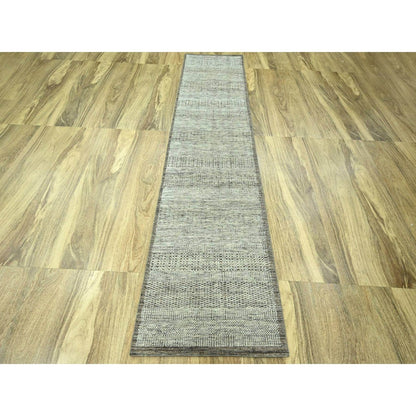 2'7"X10' Brown Hand Knotted Rug Wool Oxidized Grass Design Runner Oriental