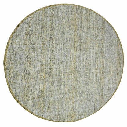 11'10"X11'10" Yellow Hand Knotted Rug Wool Distressed Grass Design Round