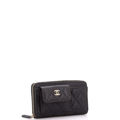 Chanel In & Out Zip Around Wallet Quilted Caviar Small