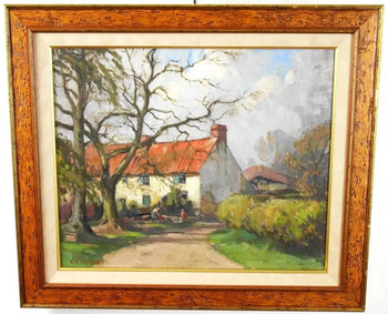 Edward Hartley Mooney (Uk) 'House With A Red Roof' Original Oil Painting Signed
