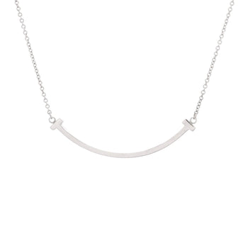 Tiffany & Co. T Smile Pendant Necklace 18K White Gold Small